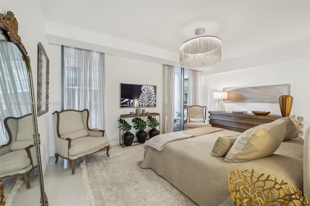 bedroom with tile patterned floors