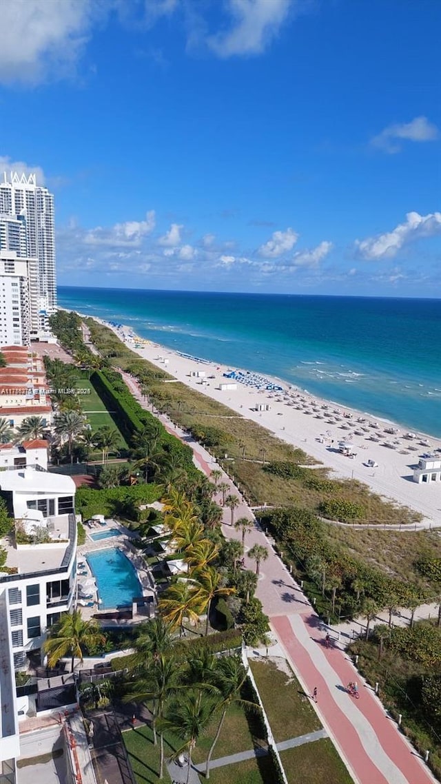 5825 Collins Ave Unit 2D, Miami Beach, FL 33140 - property view of water featuring a beach view