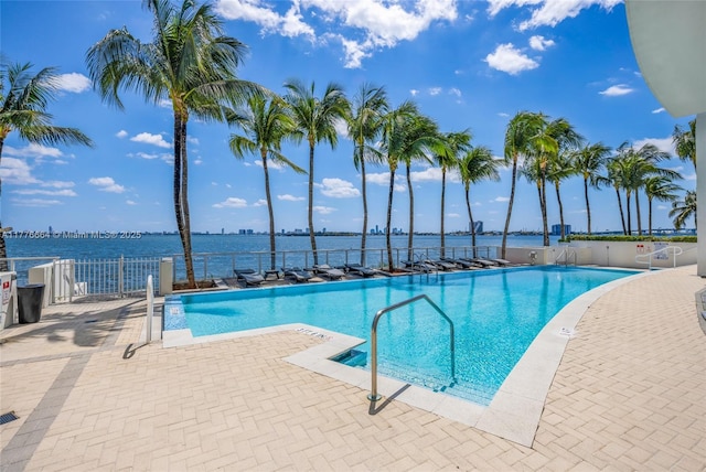 665 NE 25th St Unit 1201, Miami, FL 33137 - pool with fence, a water view, and a patio