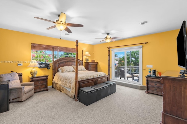 1146 SE 14th Ter, Deerfield Beach, FL 33441 - bedroom featuring access to exterior, carpet, a ceiling fan, and baseboards