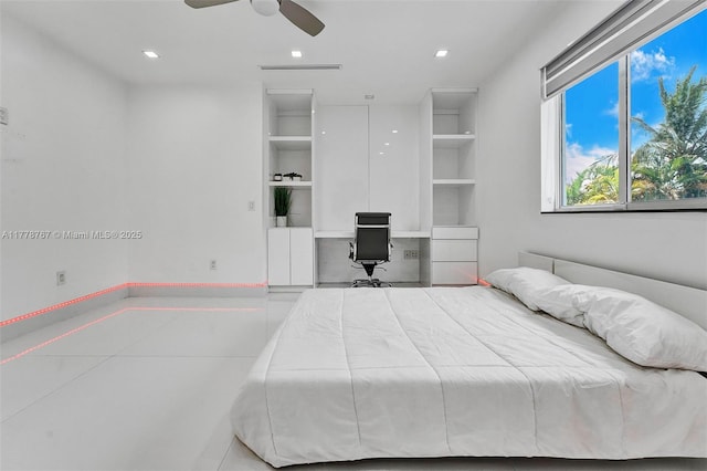 bedroom featuring recessed lighting and visible vents