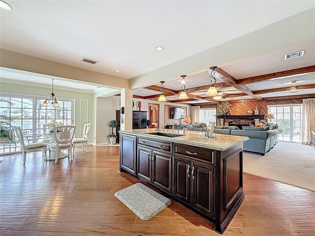 547 Deer Creek Run, Deerfield Beach, FL 33442 - kitchen with hanging light fixtures, visible vents, and a wealth of natural light