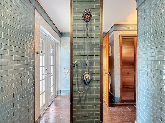 547 Deer Creek Run, Deerfield Beach, FL 33442 - bathroom featuring ornamental molding and french doors