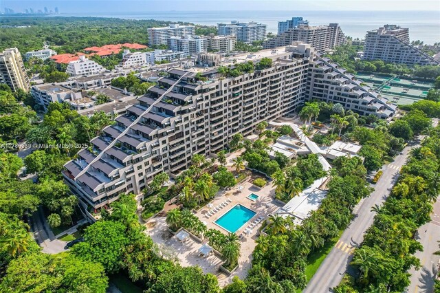 151 Crandon Blvd Unit 138, Key Biscayne, FL 33149 - aerial view featuring a water view and a city view
