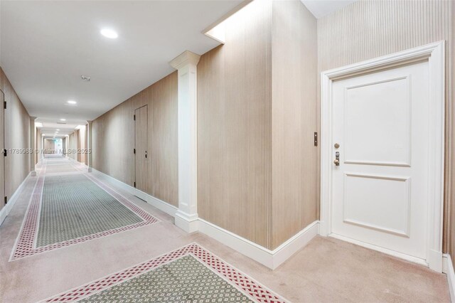 151 Crandon Blvd Unit 138, Key Biscayne, FL 33149 - hall featuring baseboards, carpet flooring, and recessed lighting