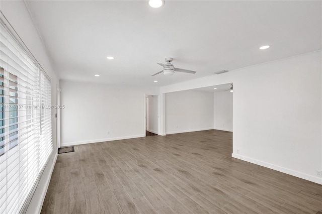 15440 SW 81st Ave, Palmetto Bay, FL 33157 - unfurnished room with ceiling fan, wood finished floors, recessed lighting, and baseboards