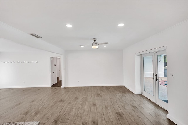 15440 SW 81st Ave, Palmetto Bay, FL 33157 - empty room with french doors, a ceiling fan, wood finished floors, recessed lighting, and baseboards