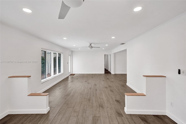 15440 SW 81st Ave, Palmetto Bay, FL 33157 - empty room with ceiling fan, recessed lighting, wood finished floors, and baseboards