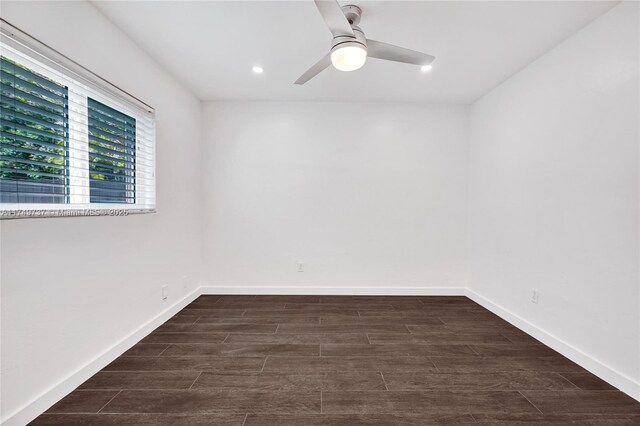 15440 SW 81st Ave, Palmetto Bay, FL 33157 - empty room featuring wood finished floors, ceiling fan, recessed lighting, and baseboards