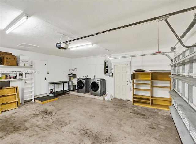 15440 SW 81st Ave, Palmetto Bay, FL 33157 - garage with washing machine and clothes dryer, electric panel, a garage door opener, and water heater