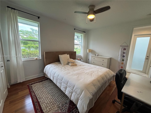 320 Windmill Palm Ave, Plantation, FL 33324 - bedroom with wood finished floors and a ceiling fan