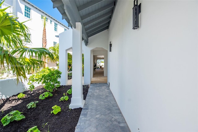 exterior space featuring stucco siding