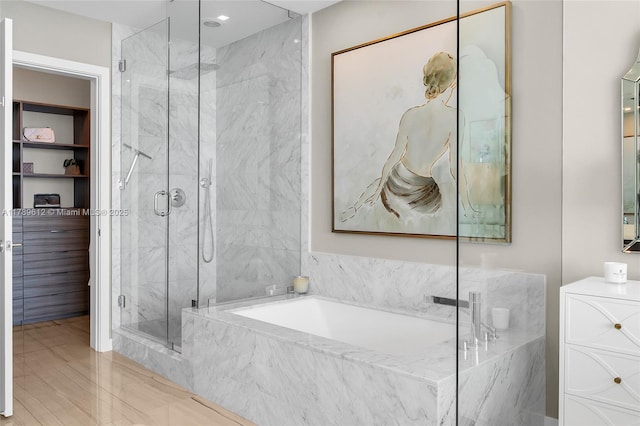 480 NE 31st St Unit 4701, Miami, FL 33137 - bathroom with a garden tub and a marble finish shower