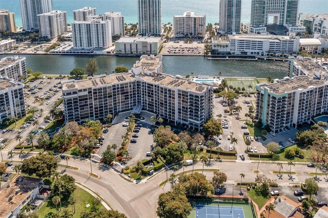 600 Parkview Dr Unit 422, Hallandale Beach, FL 33009 - birds eye view of property featuring a city view and a water view