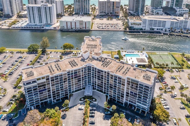 600 Parkview Dr Unit 422, Hallandale Beach, FL 33009 - birds eye view of property with a water view and a city view