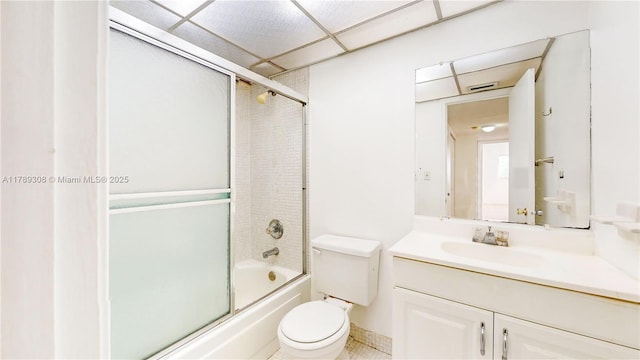 8101 SW 72nd Ave Unit 304W, Miami, FL 33143 - full bath with enclosed tub / shower combo, vanity, toilet, and a paneled ceiling