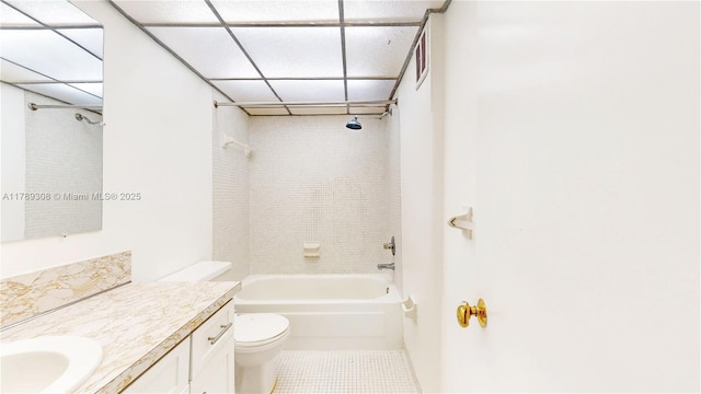 8101 SW 72nd Ave Unit 304W, Miami, FL 33143 - full bathroom with tile patterned floors, toilet, bathtub / shower combination, and vanity
