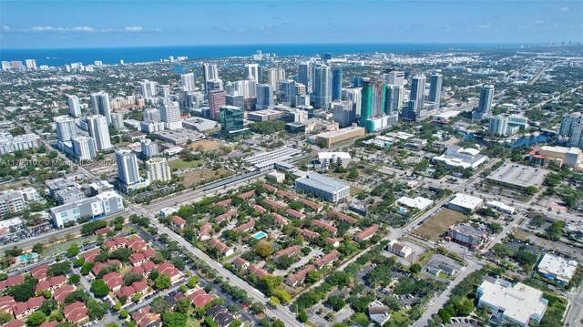 bird's eye view with a city view