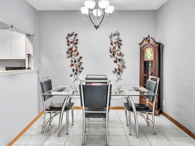9401 NW 14th Ct Unit 224, Pembroke Pines, FL 33024 - dining room with baseboards, an inviting chandelier, and a textured ceiling