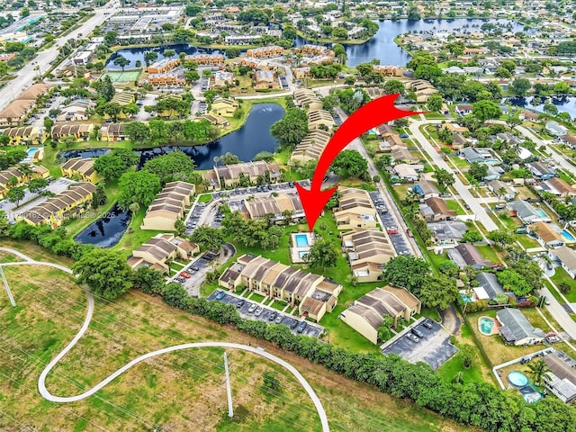 9401 NW 14th Ct Unit 224, Pembroke Pines, FL 33024 - birds eye view of property with a water view and a residential view