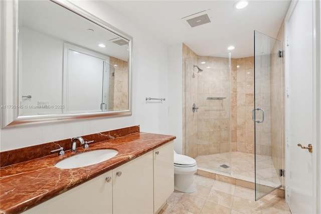10225 Collins Ave Unit 904, Bal Harbour, FL 33154 - full bath featuring vanity, a stall shower, recessed lighting, and tile patterned floors