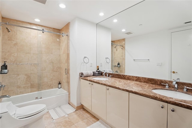 10225 Collins Ave Unit 904, Bal Harbour, FL 33154 - bathroom with tile patterned flooring, a sink, visible vents, and combined bath / shower with glass door
