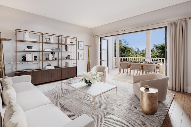 504 Malaga Ave Unit F14, Coral Gables, FL 33134 - living room with recessed lighting and light wood-type flooring
