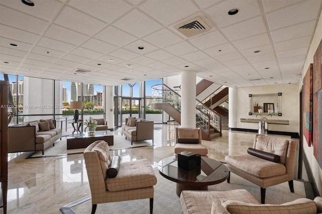 community lobby with visible vents