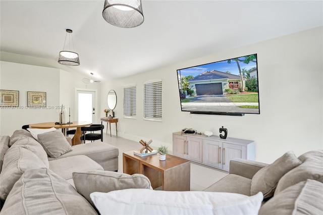 9248 Magnolia Ct, Davie, FL 33328 - living area with vaulted ceiling and light tile patterned floors