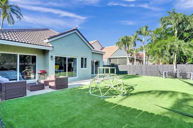 9248 Magnolia Ct, Davie, FL 33328 - view of yard with an outdoor living space and a patio
