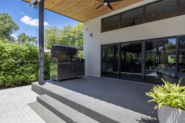 view of patio / terrace featuring a ceiling fan