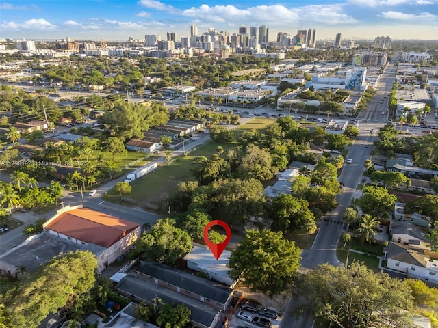 aerial view featuring a city view