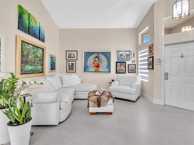 living room featuring baseboards