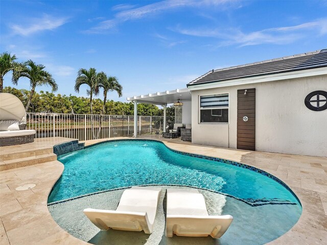view of pool featuring a fenced backyard, a patio, and a fenced in pool