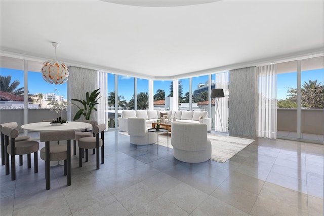 300 S Pointe Dr Unit 405, Miami Beach, FL 33139 - living room featuring a wealth of natural light and a wall of windows