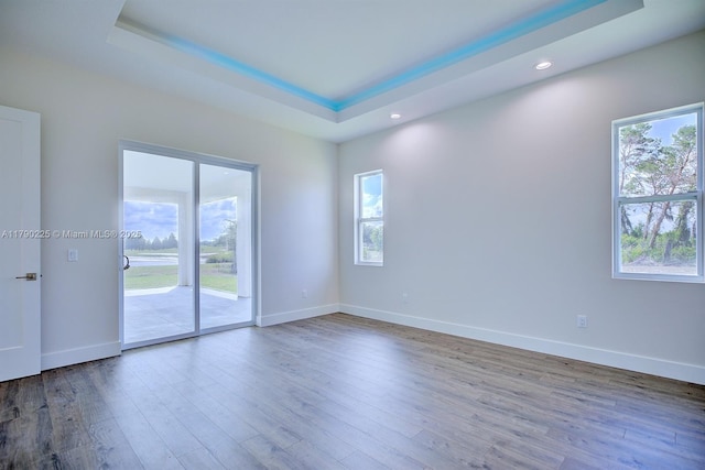 5224 Columbus Blvd, Sebring, FL 33872 - unfurnished room featuring baseboards, recessed lighting, wood finished floors, and a raised ceiling