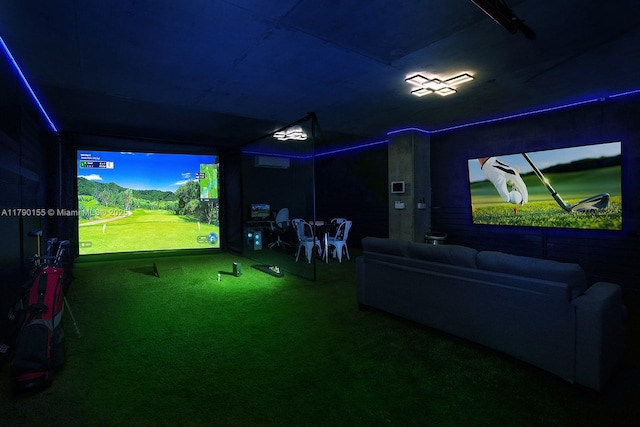 690 SW 1st Ct Unit 2032, Miami, FL 33130 - carpeted cinema featuring golf simulator