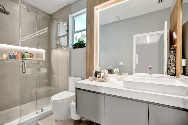 2670 Cypress Ln, Weston, FL 33332 - full bathroom with a stall shower, vanity, and toilet