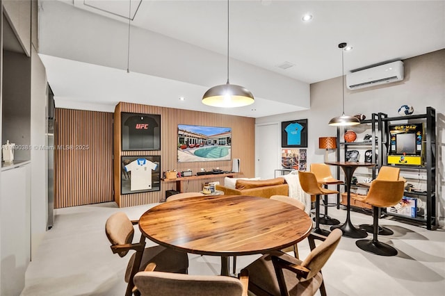 2670 Cypress Ln, Weston, FL 33332 - dining area with concrete floors, recessed lighting, attic access, and a wall mounted AC
