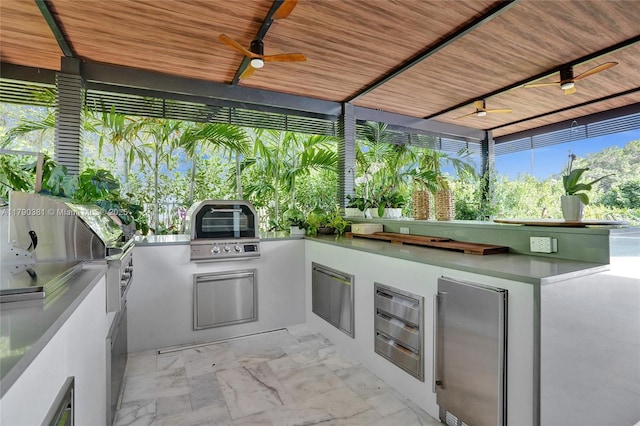 2670 Cypress Ln, Weston, FL 33332 - view of patio / terrace featuring area for grilling, a grill, and a ceiling fan