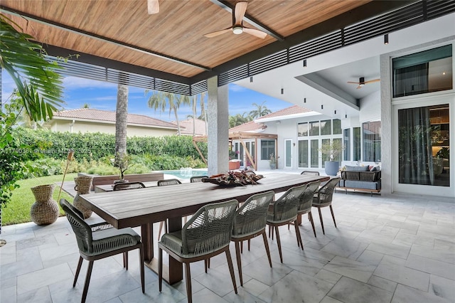 2670 Cypress Ln, Weston, FL 33332 - view of patio with outdoor dining space and ceiling fan