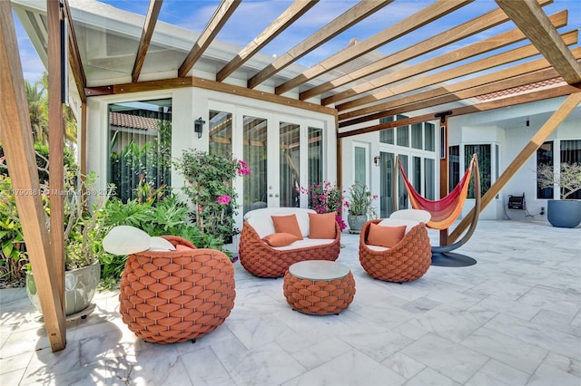 2670 Cypress Ln, Weston, FL 33332 - view of patio / terrace with a pergola, outdoor lounge area, and french doors