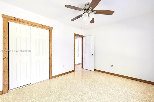 8440 NE 1st Ave, Miami, FL 33138 - unfurnished bedroom featuring ceiling fan, baseboards, and a closet