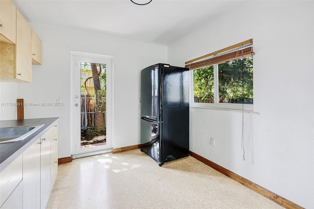 8440 NE 1st Ave, Miami, FL 33138 - kitchen featuring plenty of natural light, baseboards, and freestanding refrigerator