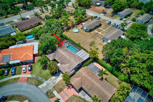bird's eye view with a residential view