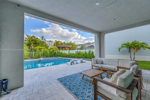 8650 NW 39th Ct, Coral Springs, FL 33065 - view of pool featuring a fenced backyard, a fenced in pool, a patio area, and outdoor lounge area