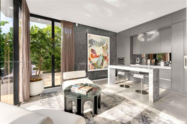 bar featuring concrete flooring
