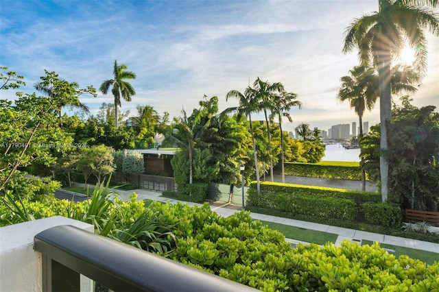 view of property's community with a water view