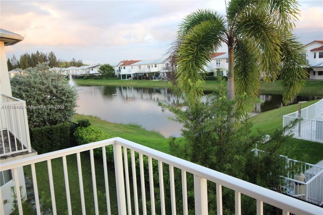 view of water feature with a residential view