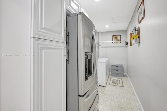 9460 NW 3rd St, Pembroke Pines, FL 33024 - washroom with washing machine and dryer, baseboards, attic access, and recessed lighting